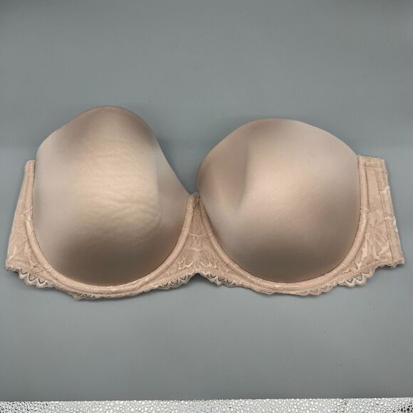 Torrid Bra Womens 42DDD Beige Nude Curve Lightly Lined Strapless Padded‎ Lace - Picture 1 of 8